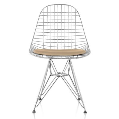 Eames Wire Chair with Leather Seat/Wire Back