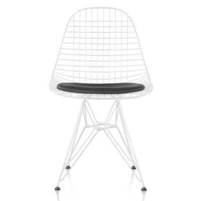 Eames Wire Chair with Leather Seat/Wire Back