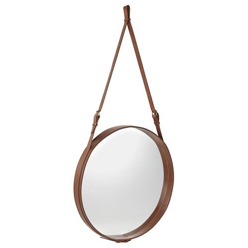 Adnet Circulaire Mirror (Medium/Tan Leather)-OPEN BOX RETURN