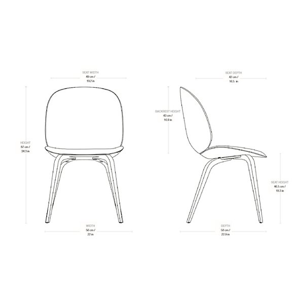 Beetle Upholstered Dining Chair Wood Base