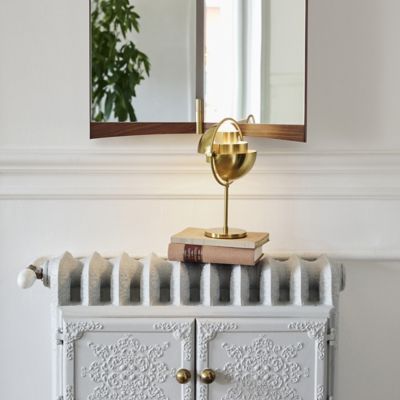 Shown in Brass finish, lit, in use