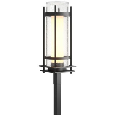 Banded Seeded Glass Outdoor Post Light