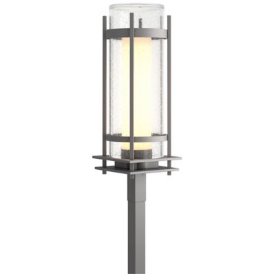 Banded Seeded Glass Outdoor Post Light