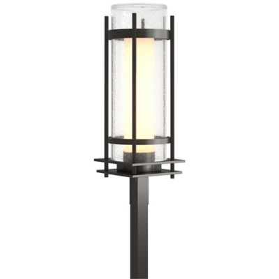 Banded Seeded Glass Outdoor Post Light