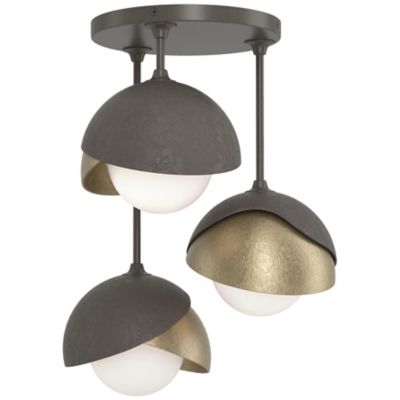 Brooklyn 3-Light Double Shade Semi-Flushmount