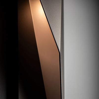 Shown in Coastal Oil Rubbed Bronze finish, Medium size, Right Orientation Mounting, lit, Detail shot