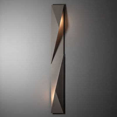 Shown in Coastal Burnished Steel finish, Large size, Left Orientation Mounting, lit
