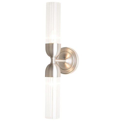 Fluted 2 Light Wall Sconce (Clear/Brushed Nickel) - OPEN BOX