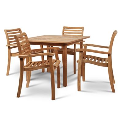 Birmingham 5-Piece Teak Square Table Outdoor Dining Set