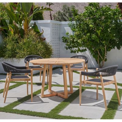 Cambria 5-Piece Teak Round Outdoor Dining Set