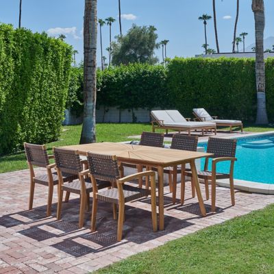 Cambria 7-Piece Teak Rectangular Outdoor Dining Set