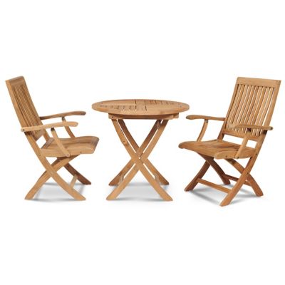 Devon 3-Piece Teak Folding Outdoor Bistro Set