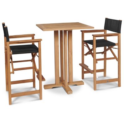 Captains Bar 3-Piece Teak Outdoor Bar Height Dining Set