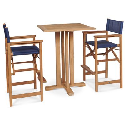 Captains Bar 3-Piece Teak Outdoor Bar Height Dining Set