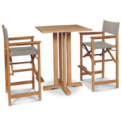 Captains Bar 3-Piece Teak Outdoor Bar Height Dining Set