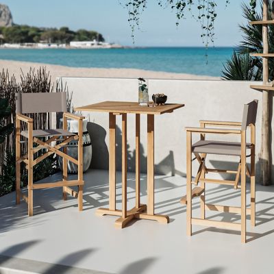 Captains Bar 3-Piece Teak Outdoor Bar Height Dining Set - Thumbnail 3