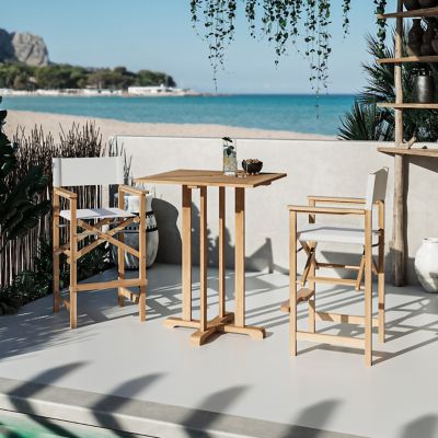 Captains Bar 3-Piece Teak Outdoor Bar Height Dining Set - Thumbnail 4