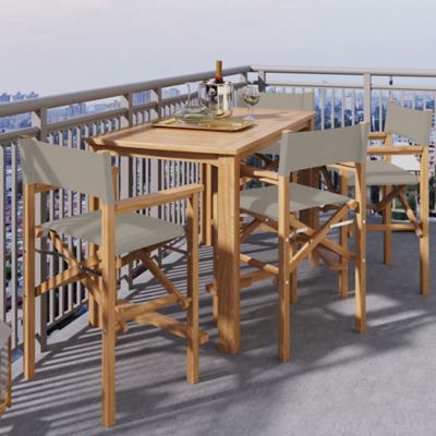 Director 5-Piece Counter Height Teak Outdoor Dining Set