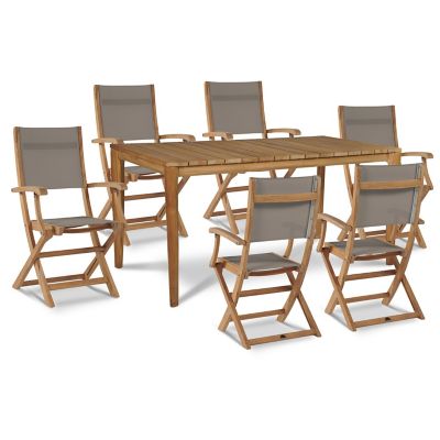 Del Ray 7-Piece Rectangular Teak Outdoor Dining Set