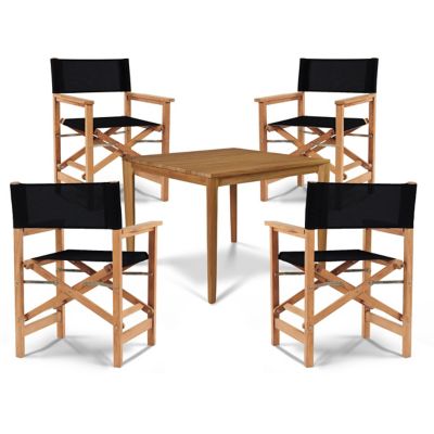 Del Ray 5 Piece Square Teak Outdoor Dining Set by HiTeak