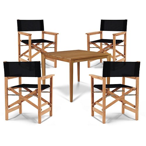 Del Ray 5-Piece Square Teak Outdoor Dining Set