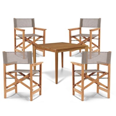 Del Ray 5-Piece Square Teak Outdoor Dining Set
