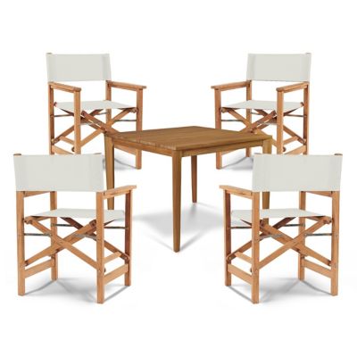Del Ray 5-Piece Square Teak Outdoor Dining Set