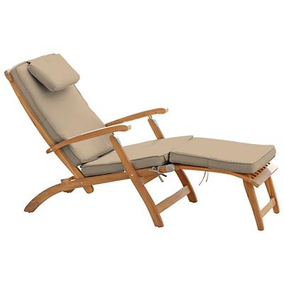 Steamer Teak Outdoor Folding Lounge Chair with Cushions
