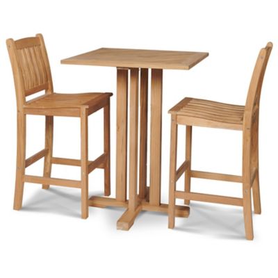 Oasis 3-Piece Teak Square Bar Height Outdoor Dining Set