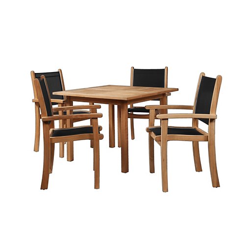 Pearl 5-Piece Teak Square Table Outdoor Dining Set