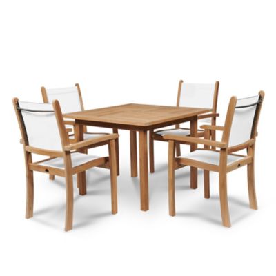 Pearl 5-Piece Teak Square Table Outdoor Dining Set