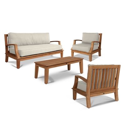 Grande 4-Piece Teak Outdoor Patio Deep Seating Set