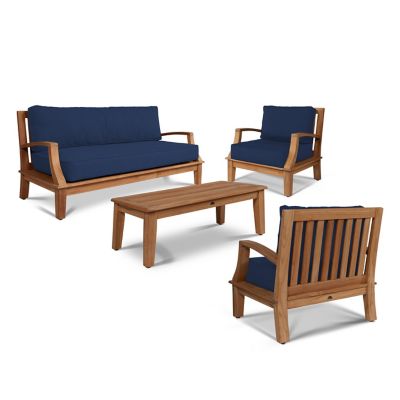 Grande 4-Piece Teak Outdoor Patio Deep Seating Set