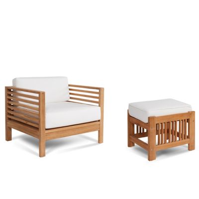 Summer Teak Outdoor Lounge Chair and Ottoman Set