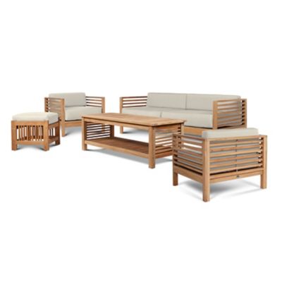 Summer 5-Piece Teak Patio Conversation Deep Seating set