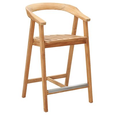 La Costa Teak Outdoor Barrel Back Bar / Counter Stool with Arms