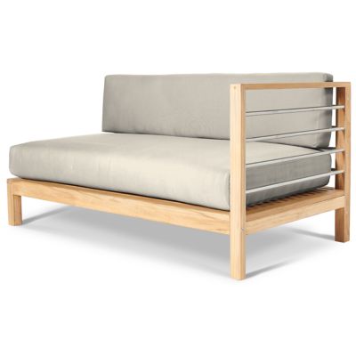 SoHo Teak Outdoor Sectional Sofa (Canvas|Left) - OPEN BOX