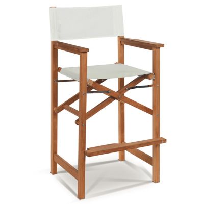 Director Teak Outdoor Counter Height Stool (White)-OPEN BOX