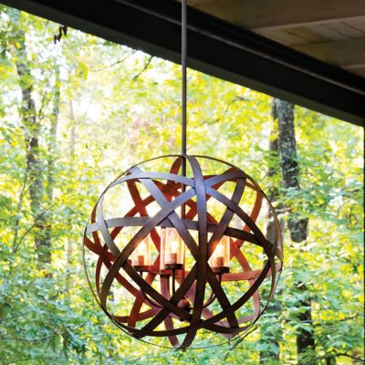 Hinkley Carson Vintage Iron Five-Light LED Outdoor Pendant 29705VI