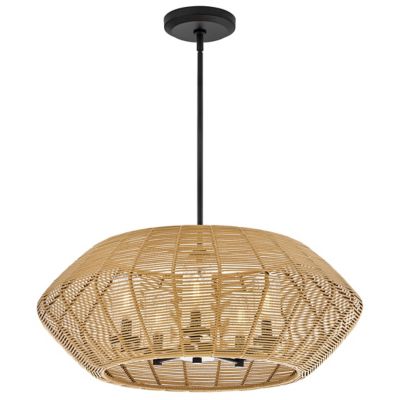 Shown in Black with Camel Rattan finish, 22 inch size, lit