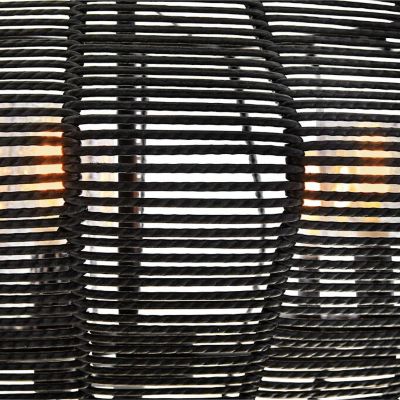 Shown in Black with Black Rattan finish, 22 inch size, Detail view