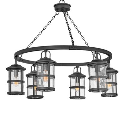 Lakehouse Outdoor Chandelier (Black|Bulb Included)-OPEN BOX