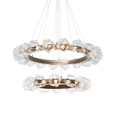 Gem Radial Ring Two-Tier LED Chandelier