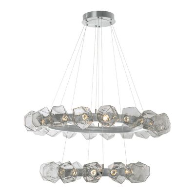 Gem Radial Ring Two-Tier LED Chandelier