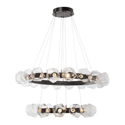 Gem Radial Ring Two-Tier LED Chandelier