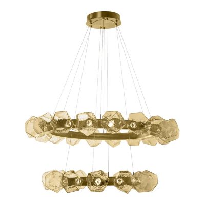 Gem Radial Ring Two-Tier LED Chandelier