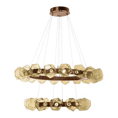 Gem Radial Ring Two-Tier LED Chandelier