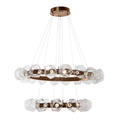 Gem Radial Ring Two-Tier LED Chandelier