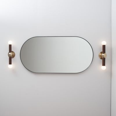Shown in Copper finish, Oak Natural Metal finish, in use, lit