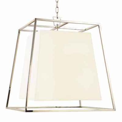 Kyle Pendant(Large|White Faux Silk|Polished Nickel)-OPEN BOX